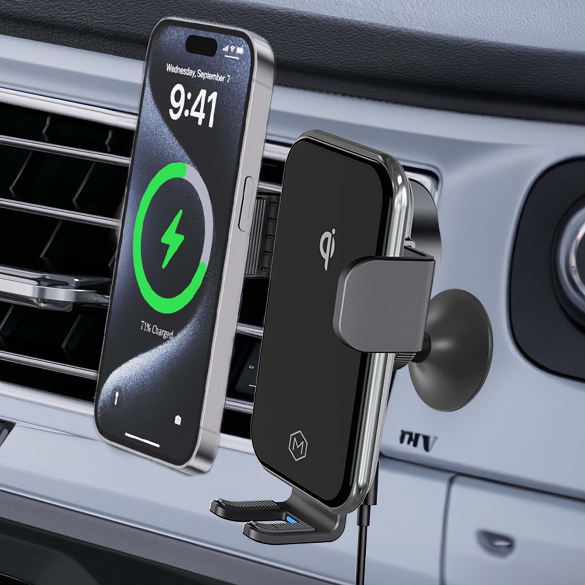 Auto Grip Fast Wireless Car Charger Dash Mount - Qi-Certified