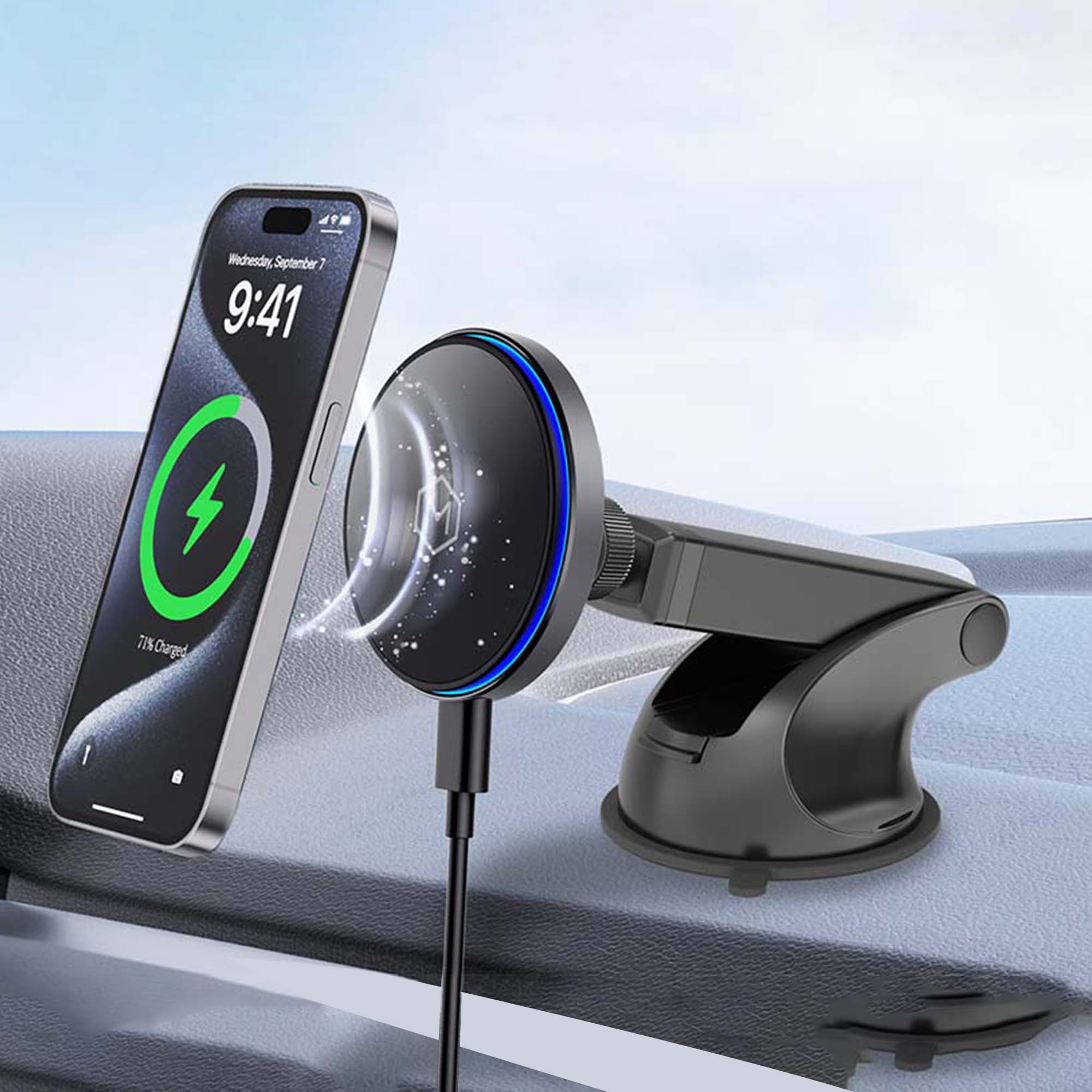 Mag Switch Qi2 Wireless Charger & Telescopic Suction Cup Mount