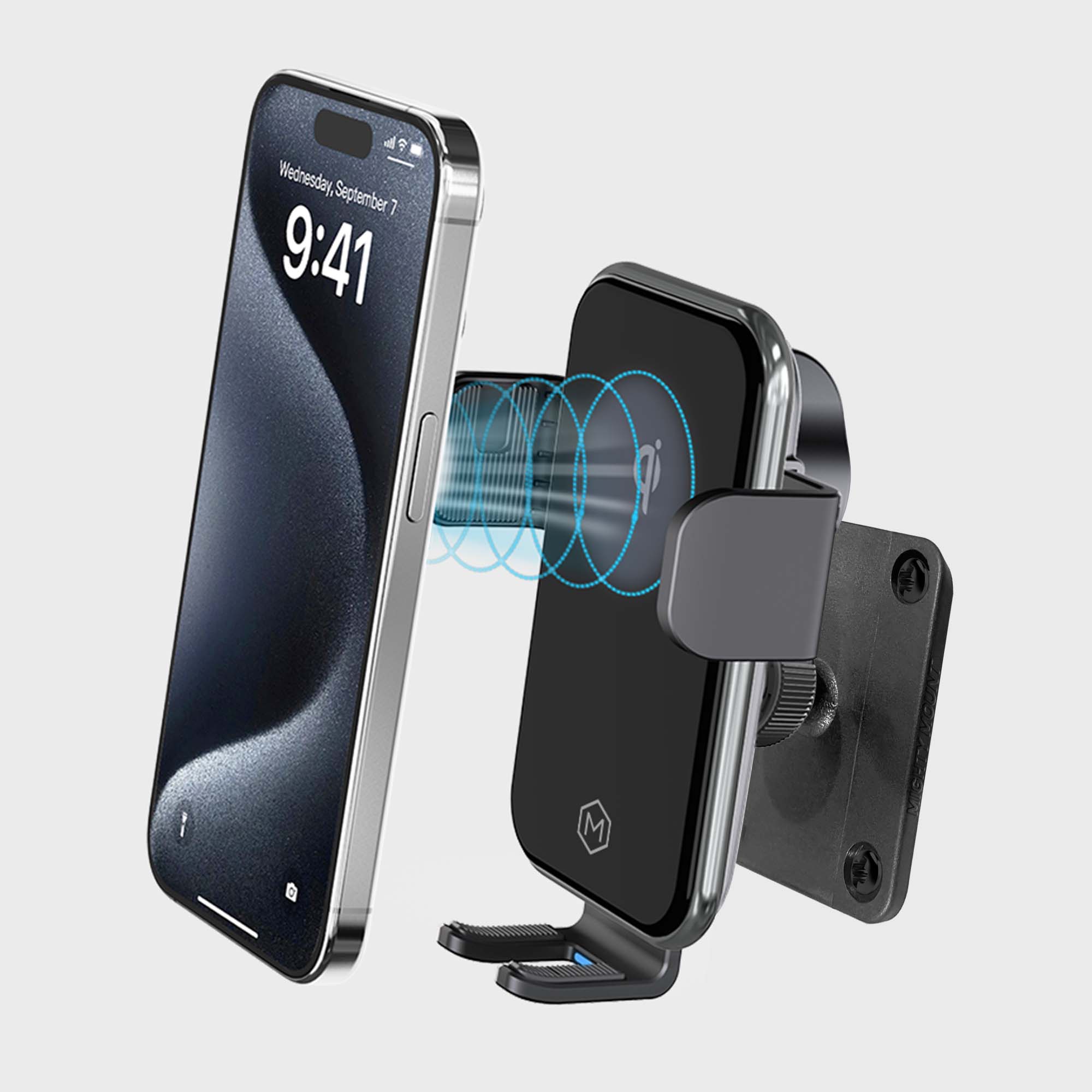 Auto Grip Fast Wireless Car Charger Mount With AMPS Plate - Qi-Certified